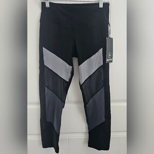 NWT 90 DEGREES Womens Black & Blue Steel Athletic Leggings